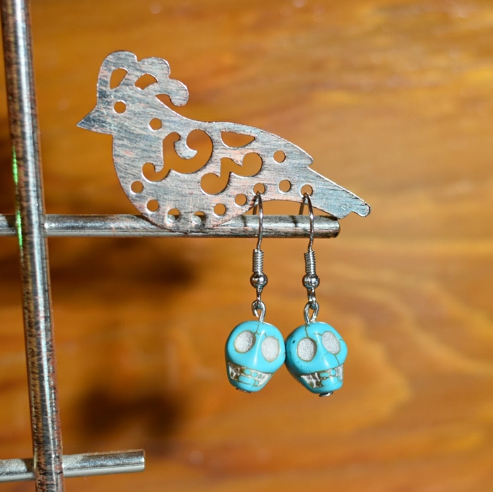 Blue Skull Earrings